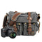 KTM-400147 Vintage Waterproof Canvas Leather Crossbody Bag for SLR Camera and Leisure Photography