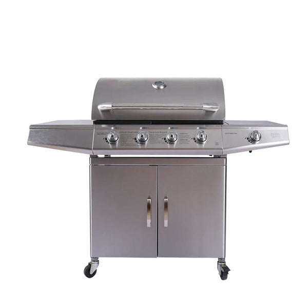 KTM-418579 Stainless Steel Outdoor Gas BBQ Grill with Integrated Kitchen Cabinet and Charcoal Smoker