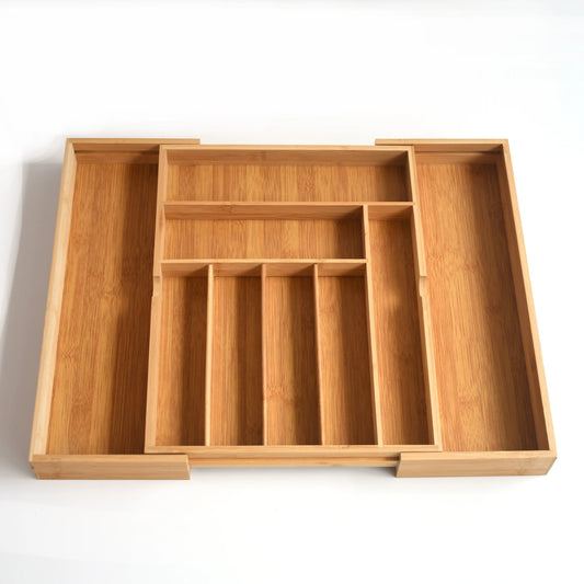 KTM-424659 Bamboo Utensil Drawer Organizer for Kitchen Silverware and Knives Storage