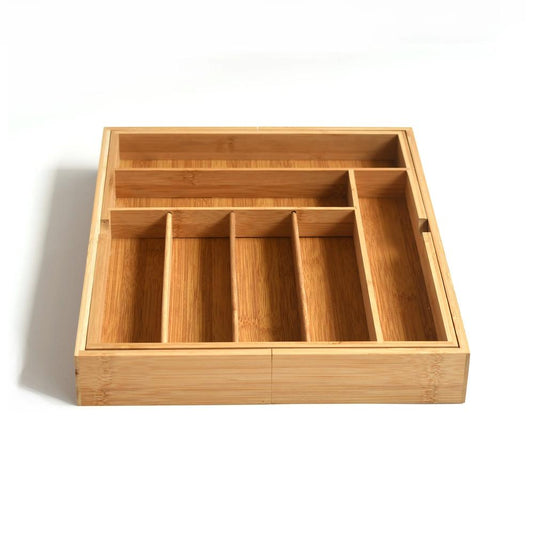 KTM-424659 Bamboo Utensil Drawer Organizer for Kitchen Silverware and Knives Storage