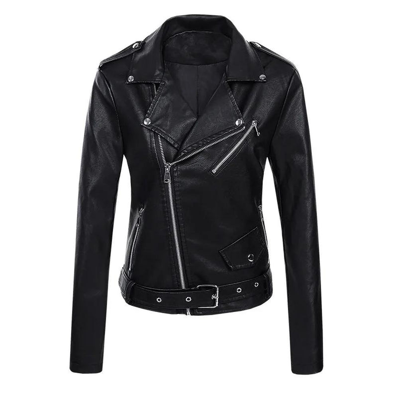 KTM-447059 Women's Short Leather Jacket New Korean Version PU Leather Motorcycle Jacket Stylish Women's Clothing Jacket Custom