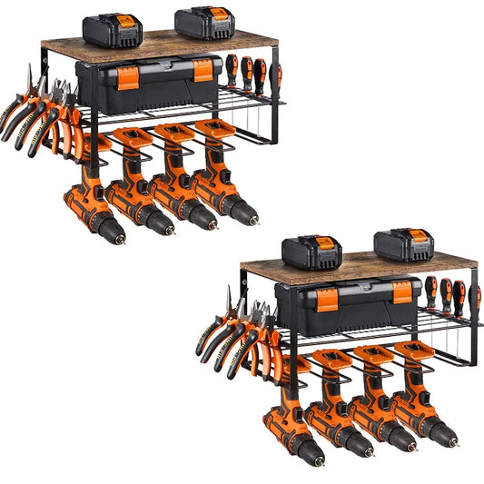 KTM-449555 Wall Mounted Wooden Tool Storage Organizer for Efficient Space Management
