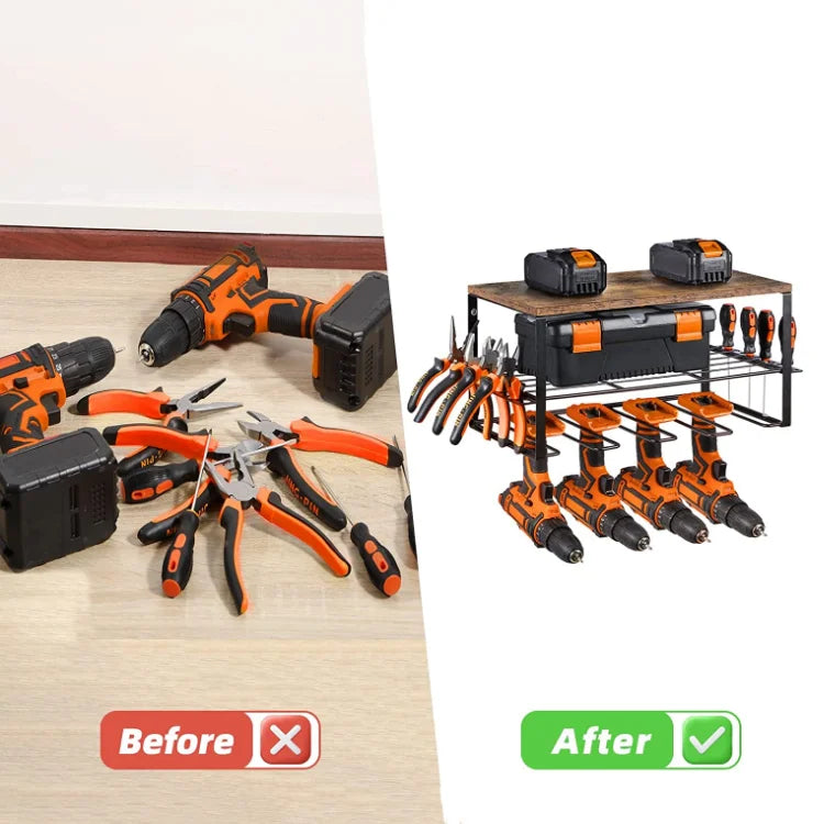 KTM-449555 Wall Mounted Wooden Tool Storage Organizer for Efficient Space Management