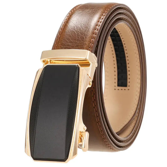 KTM-450899 Men's Genuine Leather Automatic Buckle Ratchet Belt - Model Ly36-24433-1