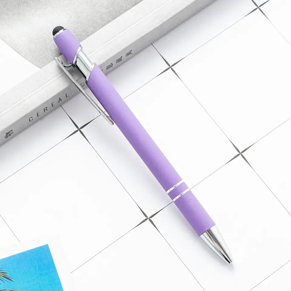 KTM-461459 Multifunctional Metal Ball Stylus Soft Touch Screen Pen 2 in 1 with Custom Logo Options