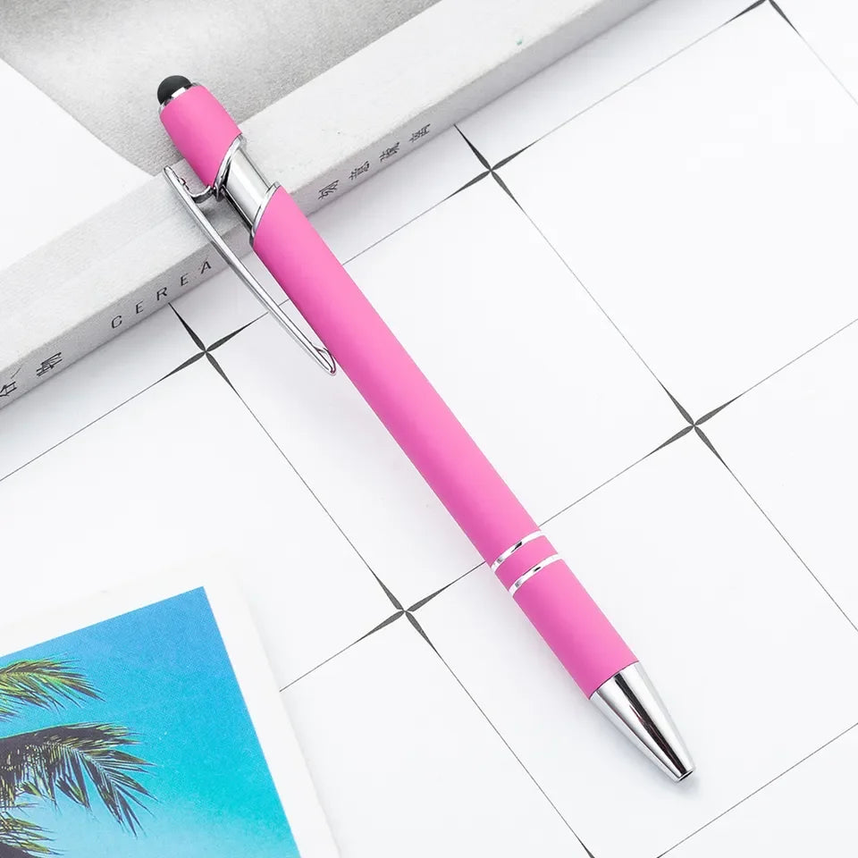 KTM-461459 Multifunctional Metal Ball Stylus Soft Touch Screen Pen 2 in 1 with Custom Logo Options