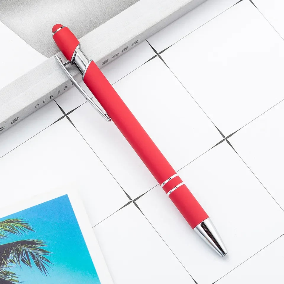 KTM-461459 Multifunctional Metal Ball Stylus Soft Touch Screen Pen 2 in 1 with Custom Logo Options