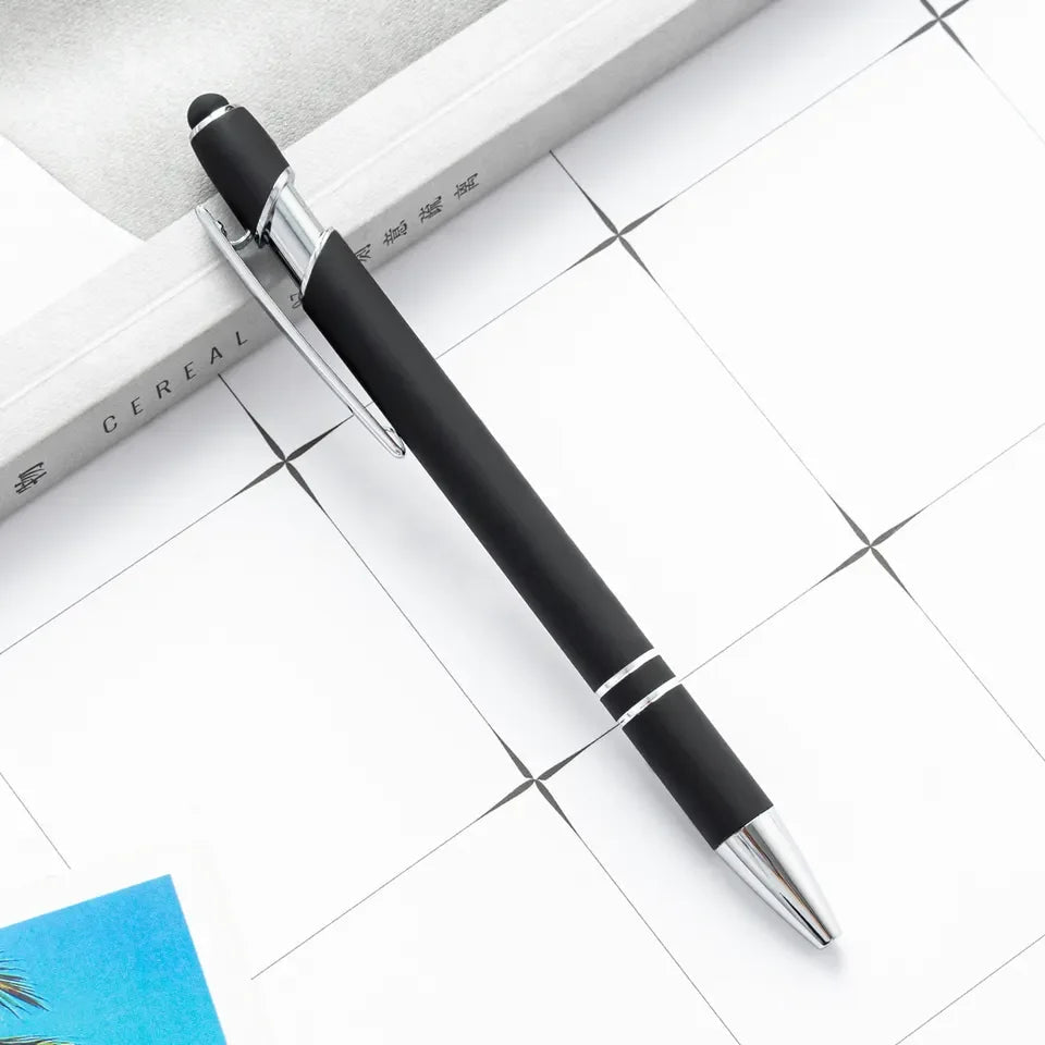 KTM-461459 Multifunctional Metal Ball Stylus Soft Touch Screen Pen 2 in 1 with Custom Logo Options