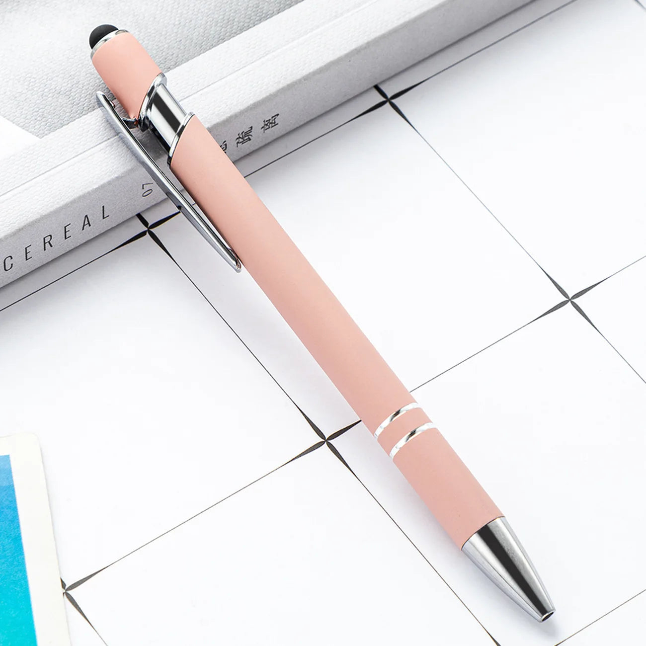 KTM-461459 Multifunctional Metal Ball Stylus Soft Touch Screen Pen 2 in 1 with Custom Logo Options