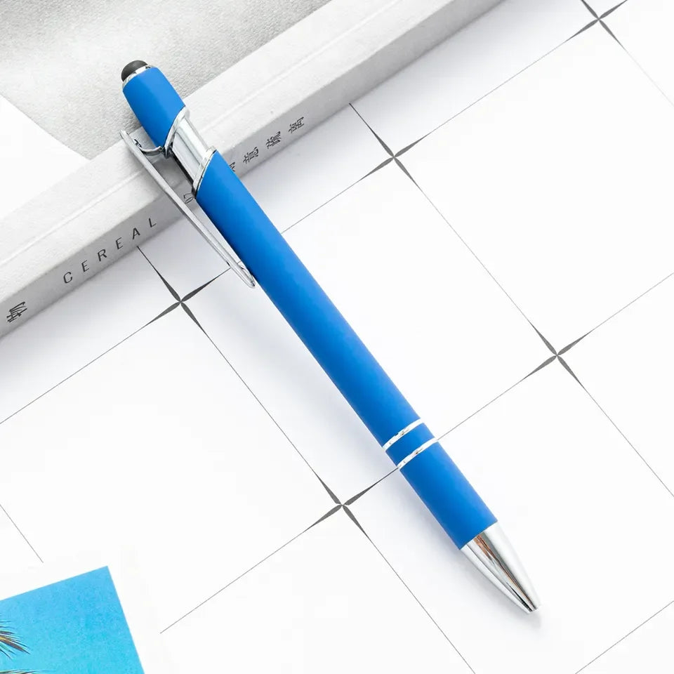 KTM-461459 Multifunctional Metal Ball Stylus Soft Touch Screen Pen 2 in 1 with Custom Logo Options
