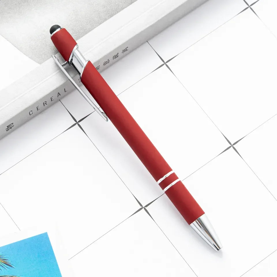 KTM-461459 Multifunctional Metal Ball Stylus Soft Touch Screen Pen 2 in 1 with Custom Logo Options