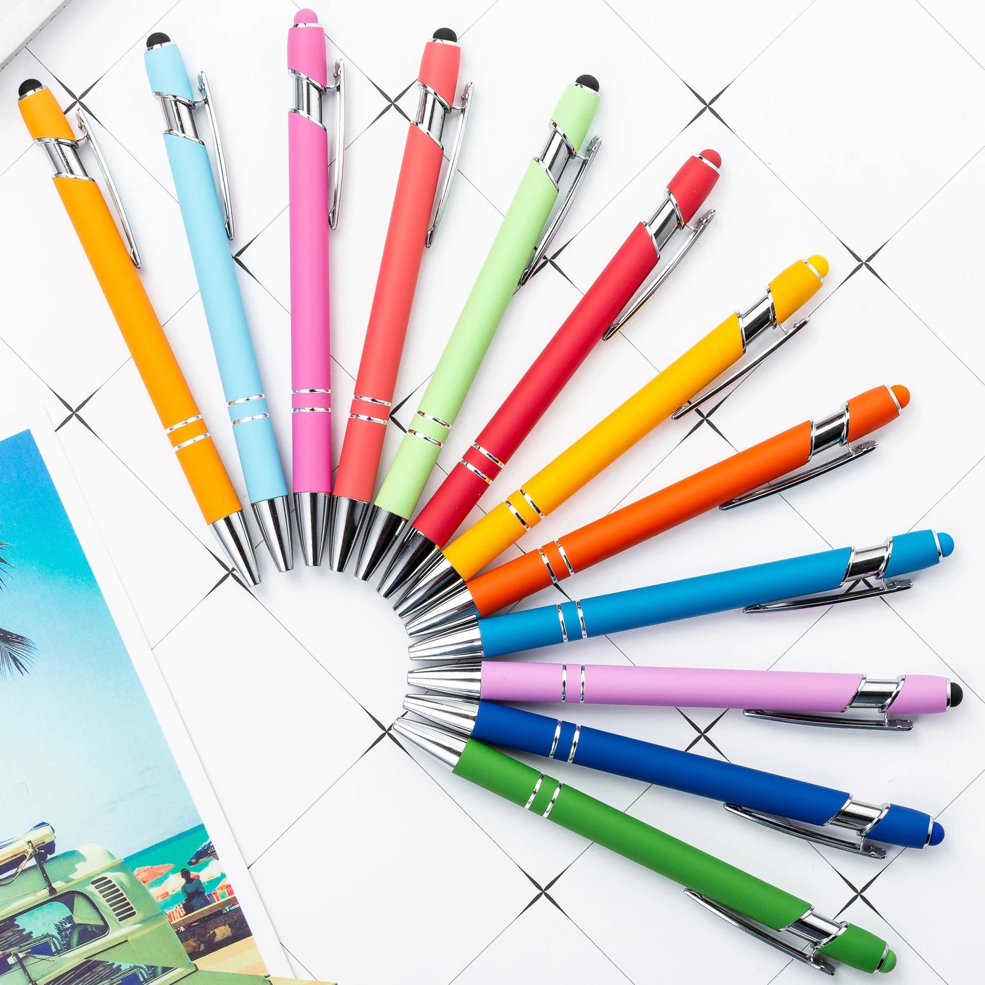 KTM-461459 Multifunctional Metal Ball Stylus Soft Touch Screen Pen 2 in 1 with Custom Logo Options