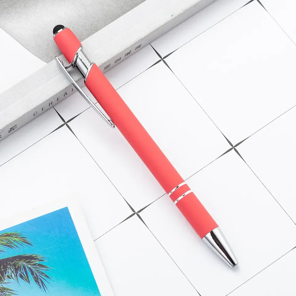 KTM-461459 Multifunctional Metal Ball Stylus Soft Touch Screen Pen 2 in 1 with Custom Logo Options