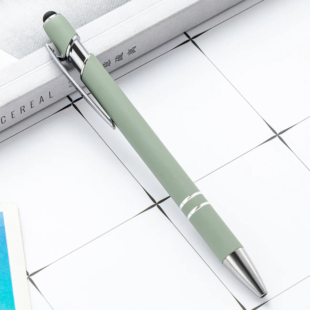 KTM-461459 Multifunctional Metal Ball Stylus Soft Touch Screen Pen 2 in 1 with Custom Logo Options