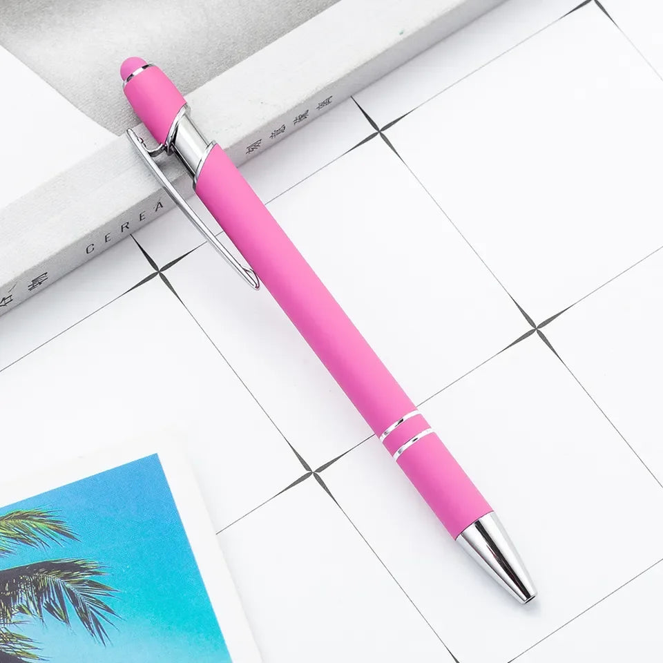 KTM-461459 Multifunctional Metal Ball Stylus Soft Touch Screen Pen 2 in 1 with Custom Logo Options