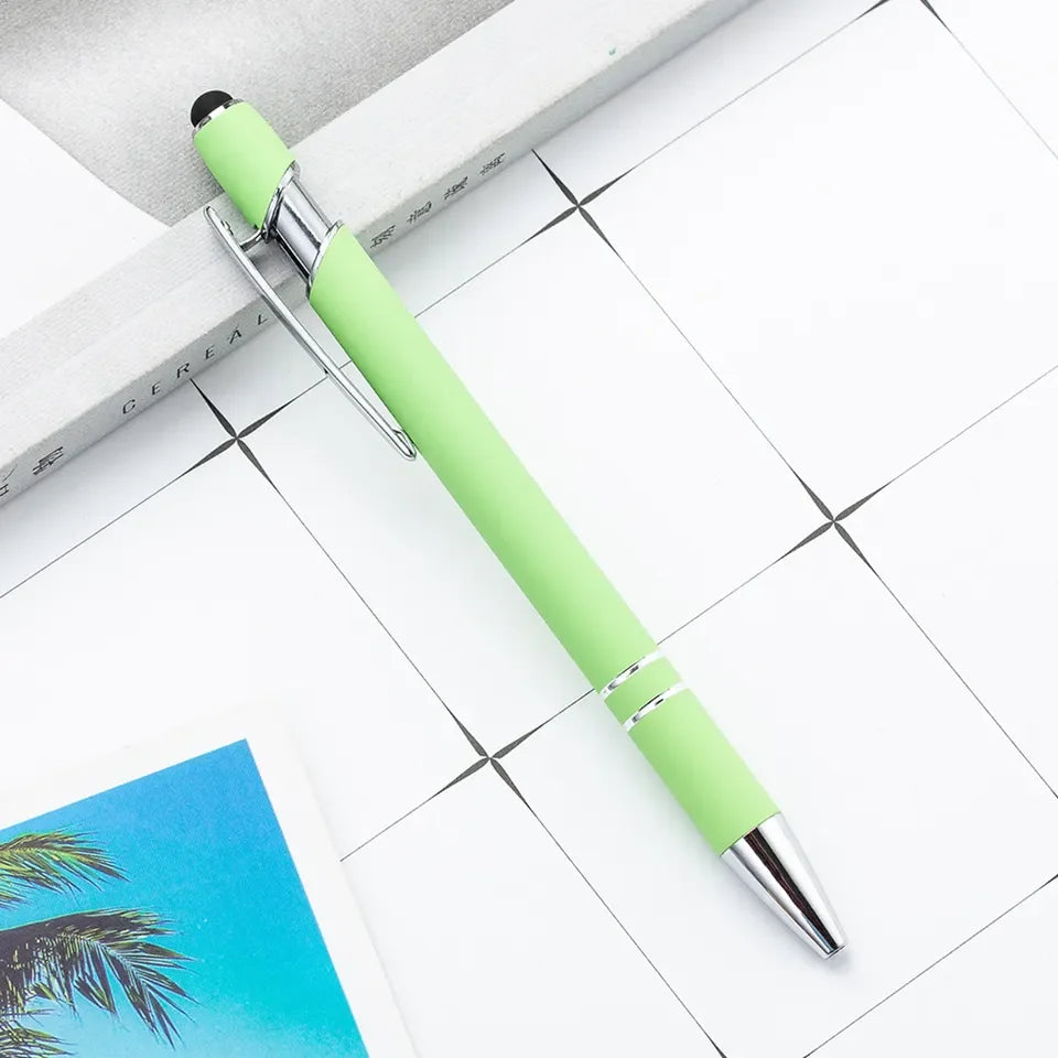 KTM-461459 Multifunctional Metal Ball Stylus Soft Touch Screen Pen 2 in 1 with Custom Logo Options