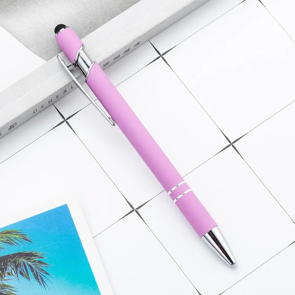 KTM-461459 Multifunctional Metal Ball Stylus Soft Touch Screen Pen 2 in 1 with Custom Logo Options