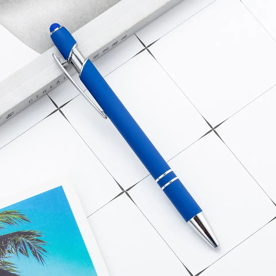 KTM-461459 Multifunctional Metal Ball Stylus Soft Touch Screen Pen 2 in 1 with Custom Logo Options