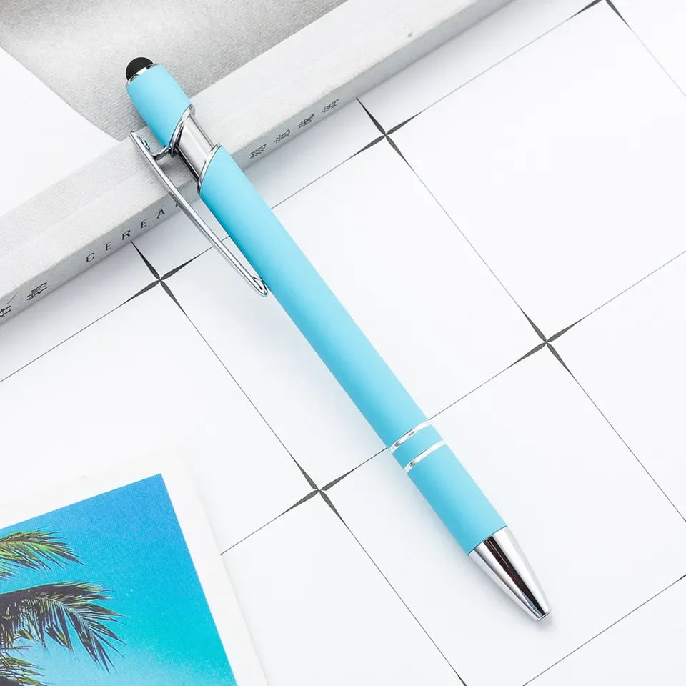 KTM-461459 Multifunctional Metal Ball Stylus Soft Touch Screen Pen 2 in 1 with Custom Logo Options