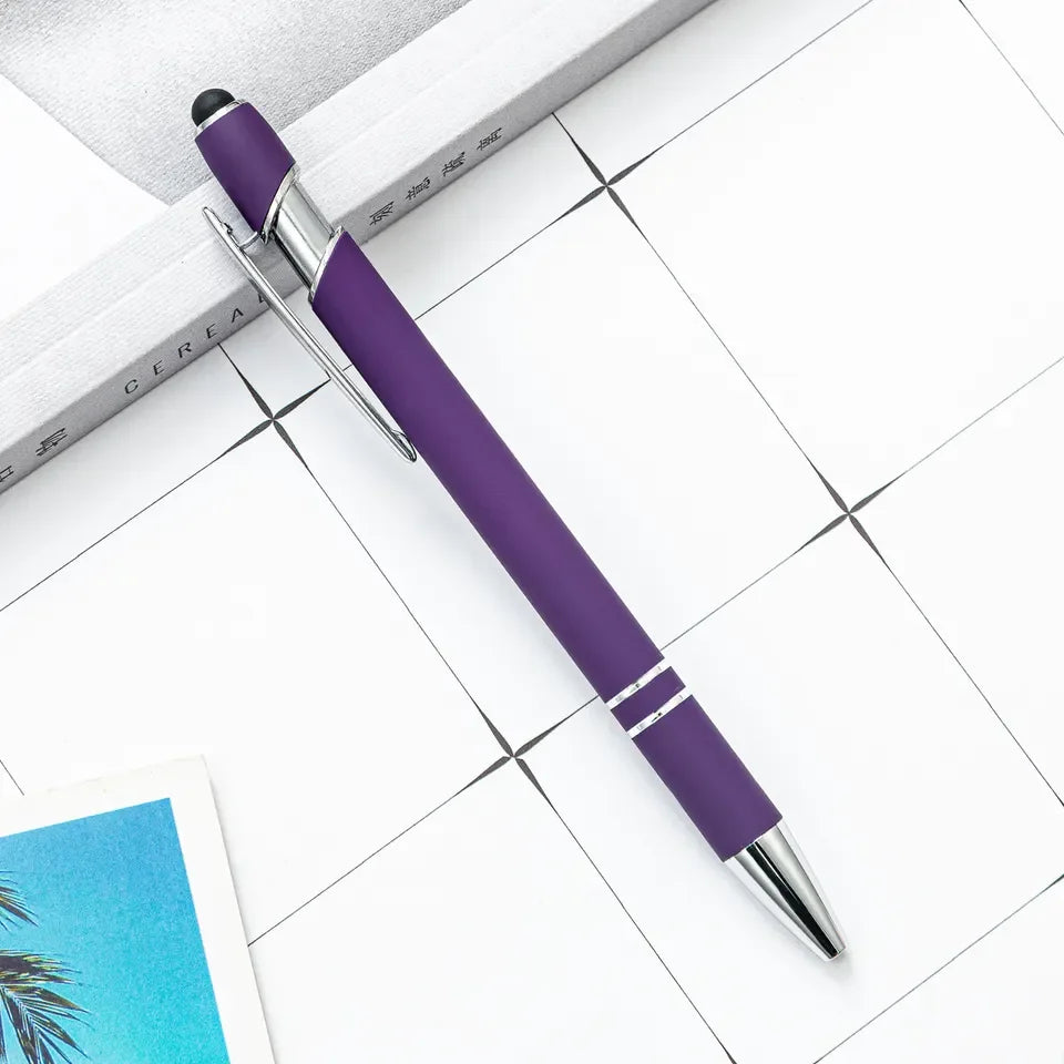 KTM-461459 Multifunctional Metal Ball Stylus Soft Touch Screen Pen 2 in 1 with Custom Logo Options