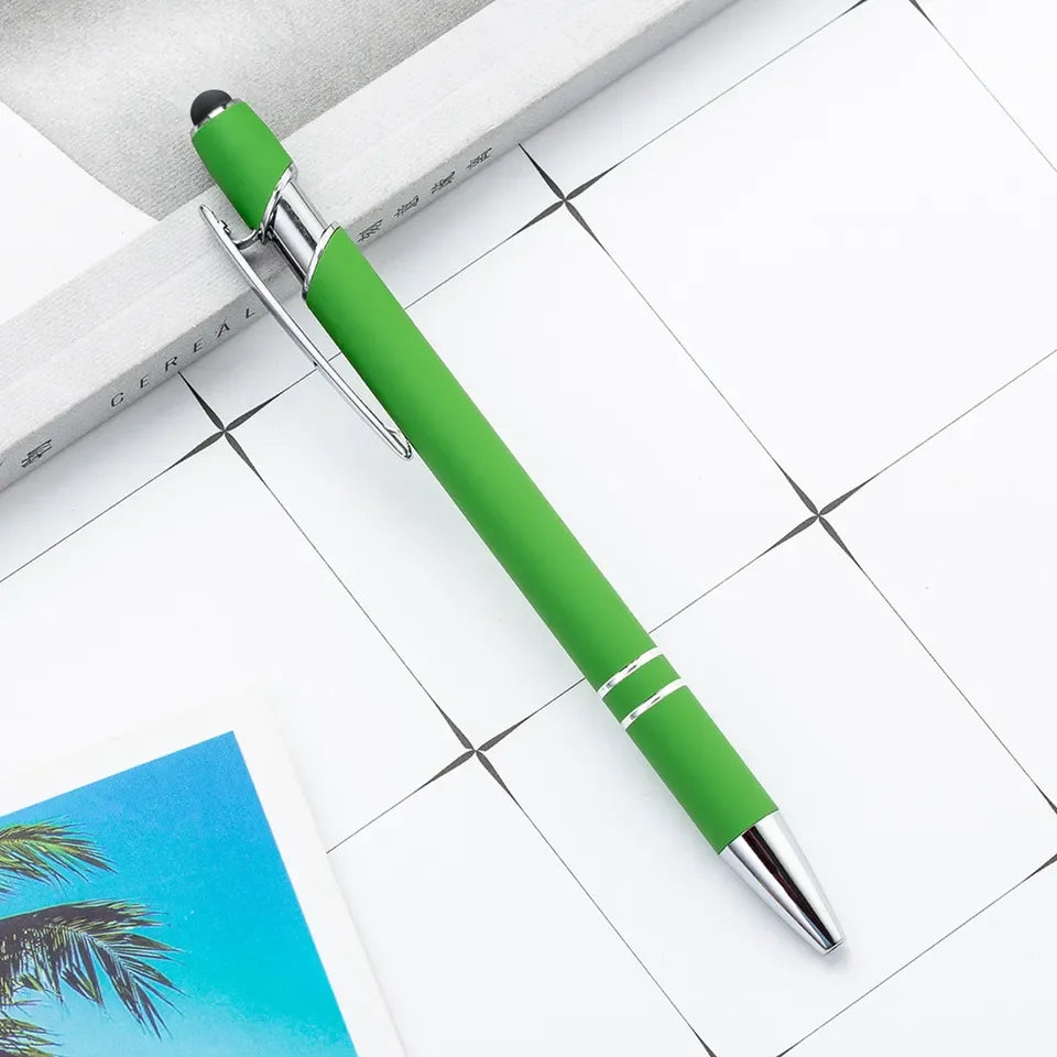 KTM-461459 Multifunctional Metal Ball Stylus Soft Touch Screen Pen 2 in 1 with Custom Logo Options