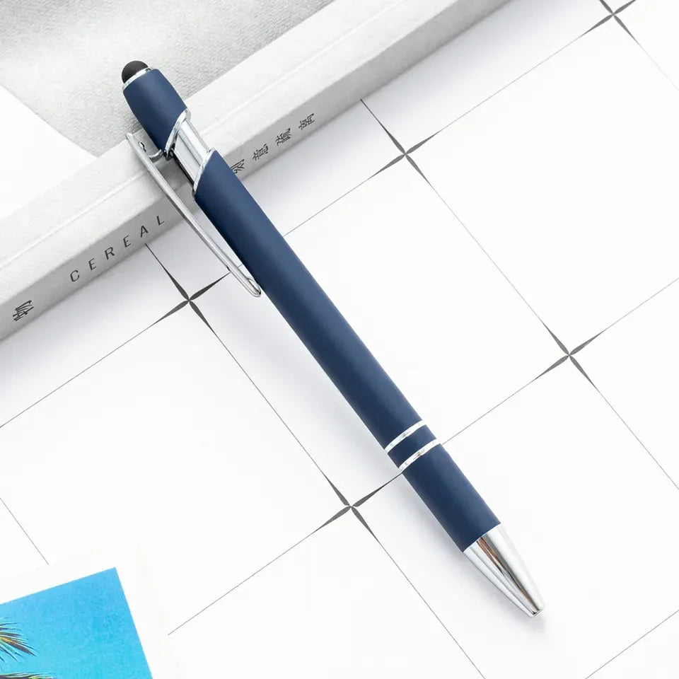 KTM-461459 Multifunctional Metal Ball Stylus Soft Touch Screen Pen 2 in 1 with Custom Logo Options