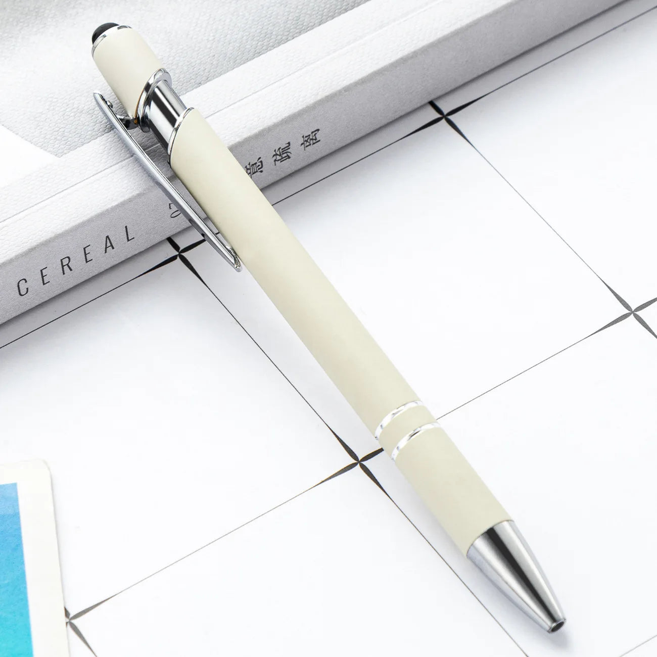 KTM-461459 Multifunctional Metal Ball Stylus Soft Touch Screen Pen 2 in 1 with Custom Logo Options