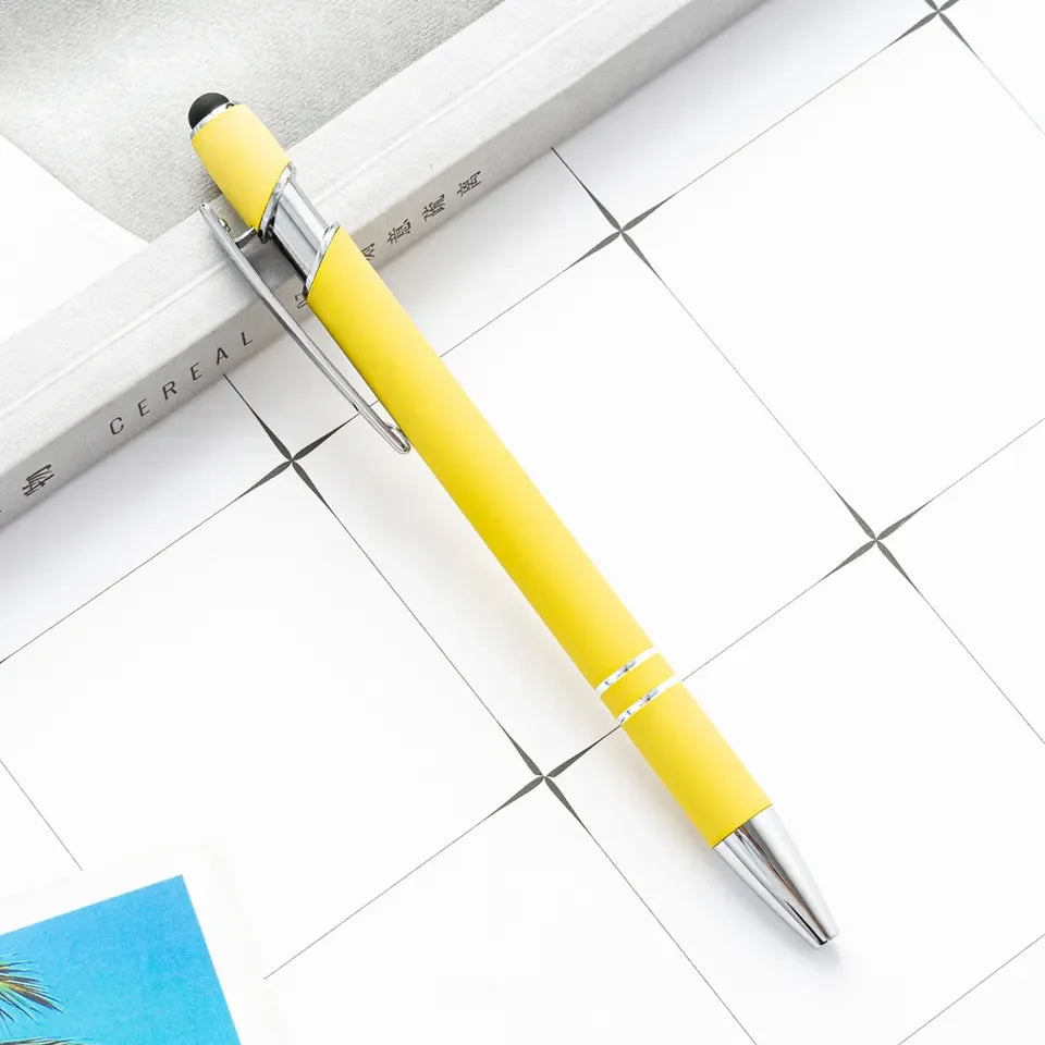 KTM-461459 Multifunctional Metal Ball Stylus Soft Touch Screen Pen 2 in 1 with Custom Logo Options