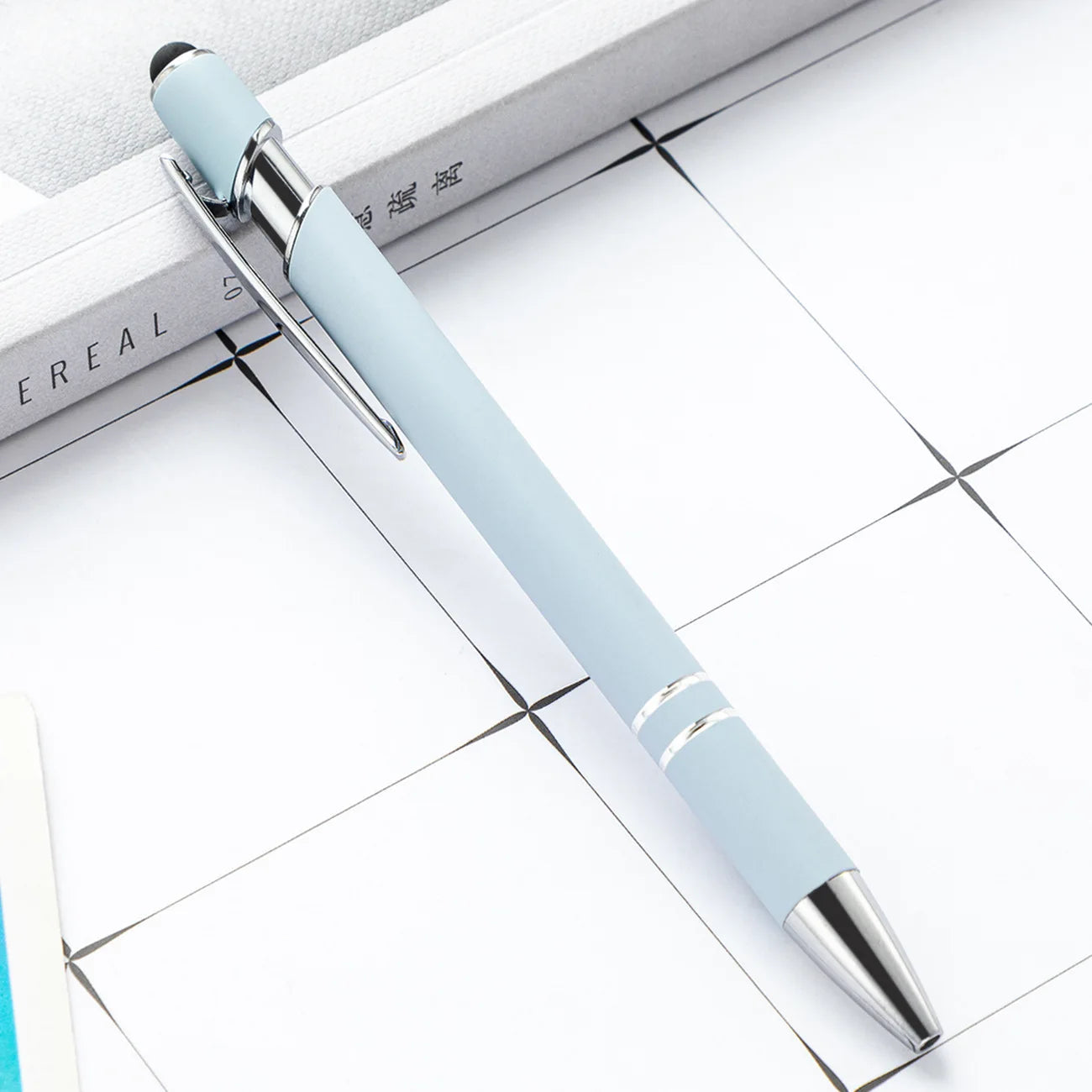 KTM-461459 Multifunctional Metal Ball Stylus Soft Touch Screen Pen 2 in 1 with Custom Logo Options
