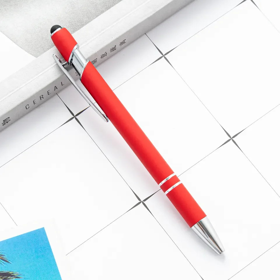KTM-461459 Multifunctional Metal Ball Stylus Soft Touch Screen Pen 2 in 1 with Custom Logo Options