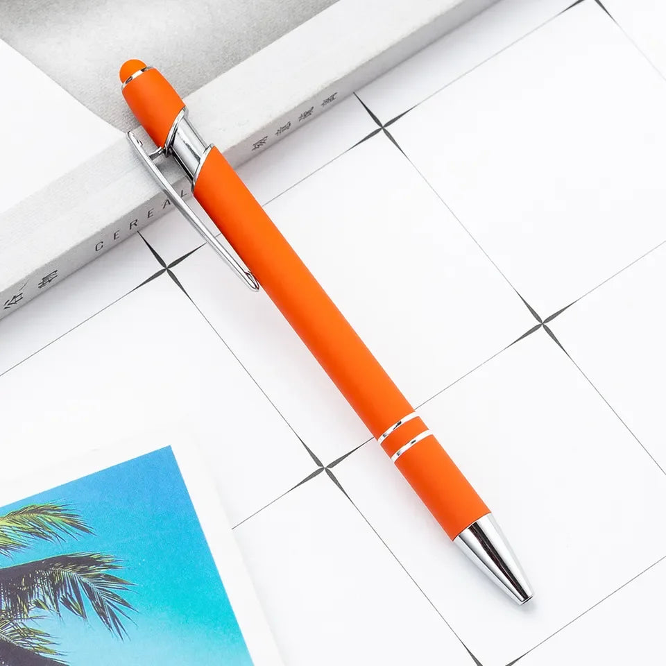 KTM-461459 Multifunctional Metal Ball Stylus Soft Touch Screen Pen 2 in 1 with Custom Logo Options