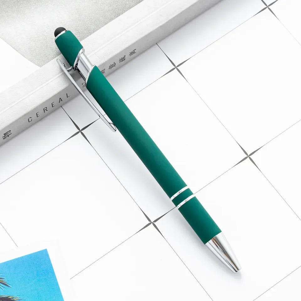 KTM-461459 Multifunctional Metal Ball Stylus Soft Touch Screen Pen 2 in 1 with Custom Logo Options