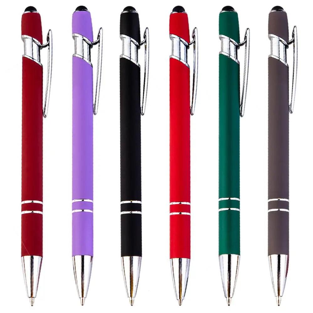 KTM-461459 Multifunctional Metal Ball Stylus Soft Touch Screen Pen 2 in 1 with Custom Logo Options