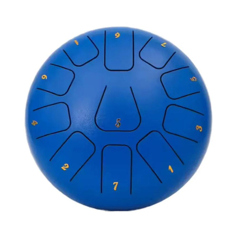 KTM-461715 8-Inch Dark Green Steel Tongue Drum with 11 Tones, Made from Carbon Steel
