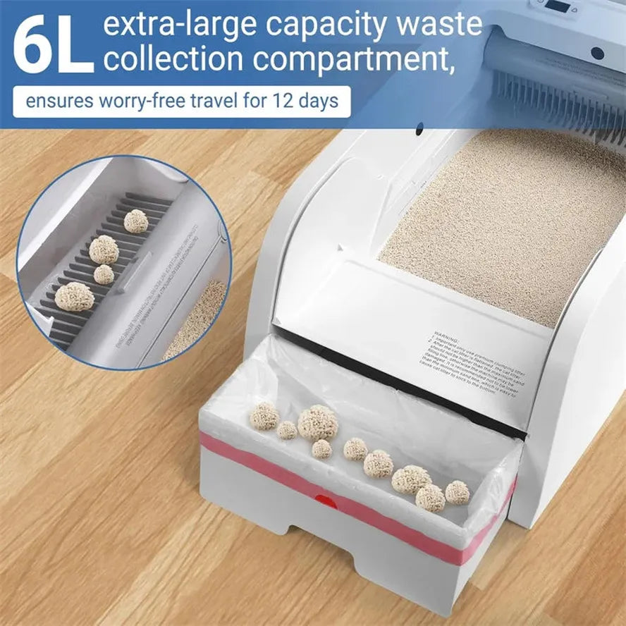 KTM-478035 Automatic Self-Cleaning Cat Litter Box with 6L Capacity – Easy Maintenance Smart Toilet