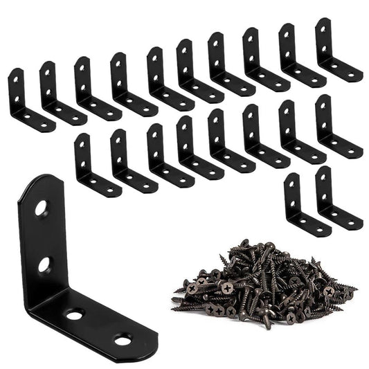 KTM-479507 20-Pack 50x50mm Corner Braces for 90 Degree Angle Fastening in Wooden Furniture, Bed Frames, and Cabinets