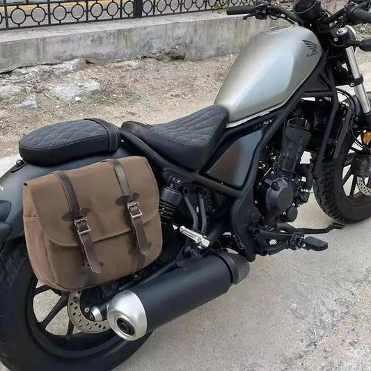KTM-487571 Vintage Waterproof Batik Canvas Motorcycle Side Bag - Khaki, Army Green, Black