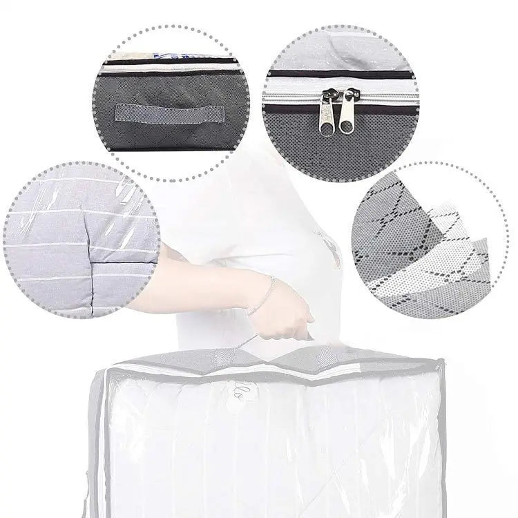 KTM-487635 Foldable Underbed Storage Bags with Durable Handles and Viewing Windows for Home Organisation