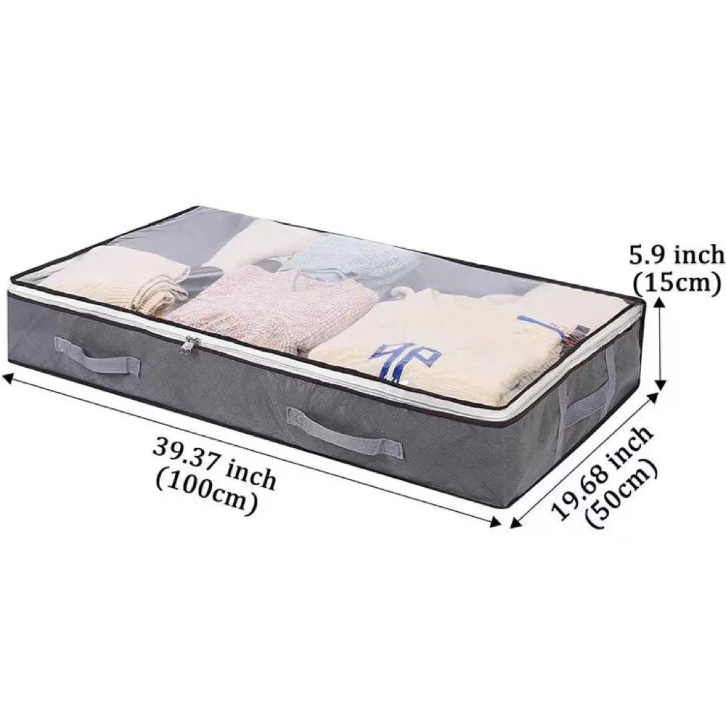 KTM-487635 Foldable Underbed Storage Bags with Durable Handles and Viewing Windows for Home Organisation