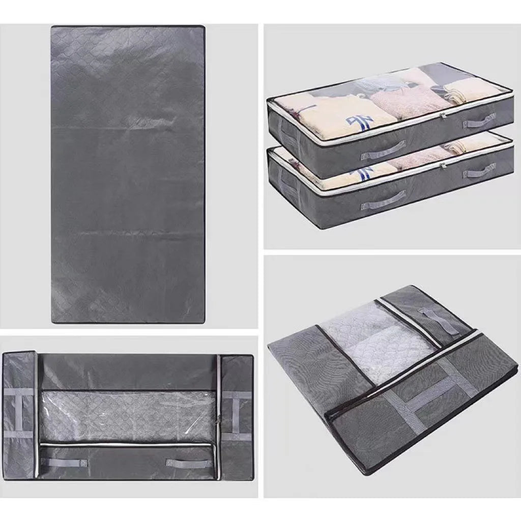 KTM-487635 Foldable Underbed Storage Bags with Durable Handles and Viewing Windows for Home Organisation