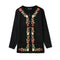 KTM-500115 Handmade Mauhair Women's Long Sleeve Crew Neck Embroidered Knitted Cardigan Retro Antique Floral Casual Winter Button Plus Front