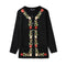 KTM-500115 Handmade Mauhair Women's Long Sleeve Crew Neck Embroidered Knitted Cardigan Retro Antique Floral Casual Winter Button Plus Front
