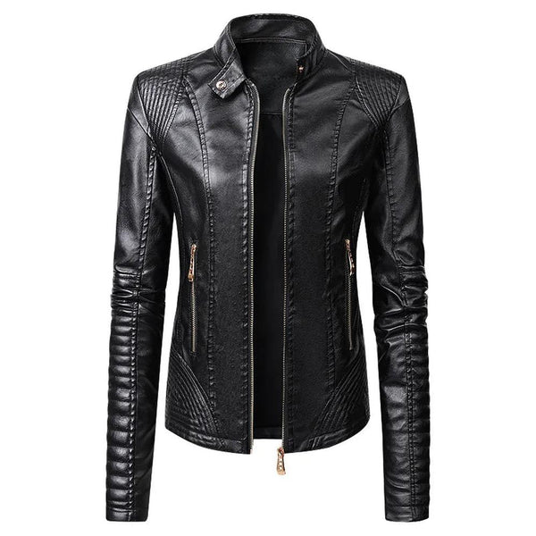 KTM-503379 New Popular Long PU Leather Jackets for European American Women Zipper Closure Women's Clothing Jacket Custom