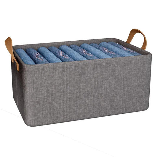 KTM-506323 Collapsible Fabric Storage Box for Jeans - Washable Clothing Organiser with Handles