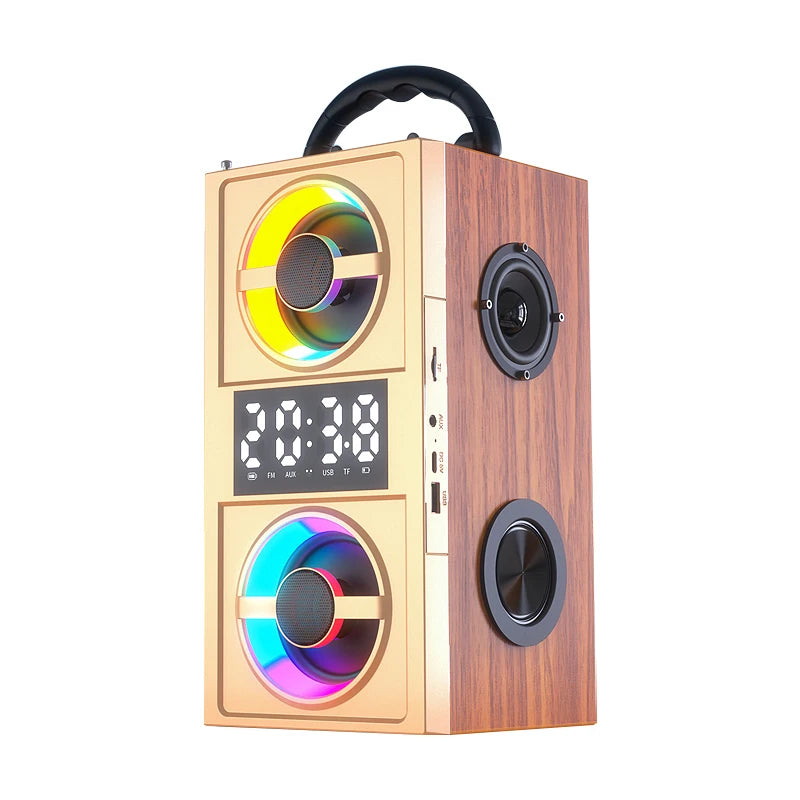 KTM-509715 Wireless Wood Bluetooth Speakers with Stereo Subwoofer for Home Audio and Desktop Use
