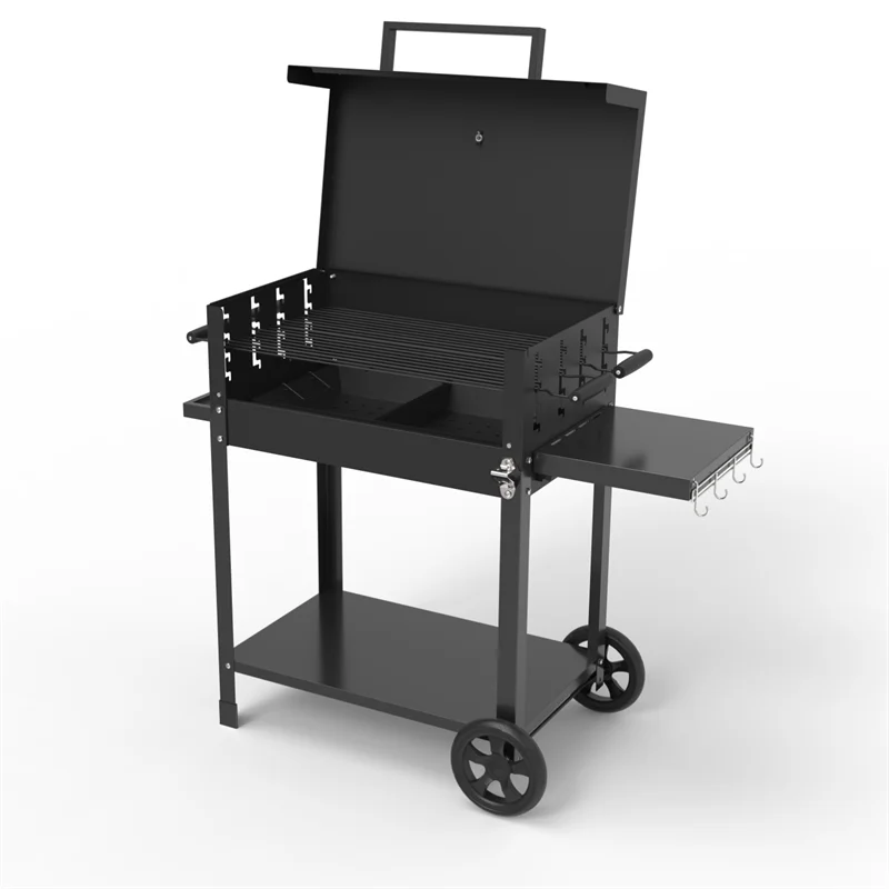 KTM-528275 Extra Large Heavy-Duty Charcoal BBQ Grill with Foldable Side Table for Outdoor Cooking