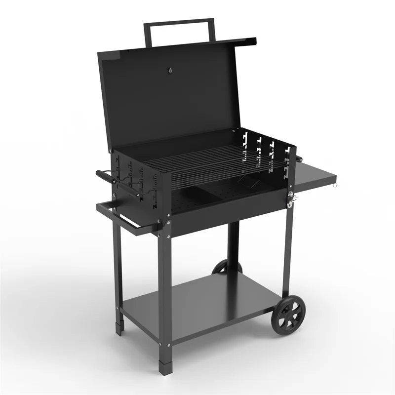 KTM-528275 Extra Large Heavy-Duty Charcoal BBQ Grill with Foldable Side Table for Outdoor Cooking
