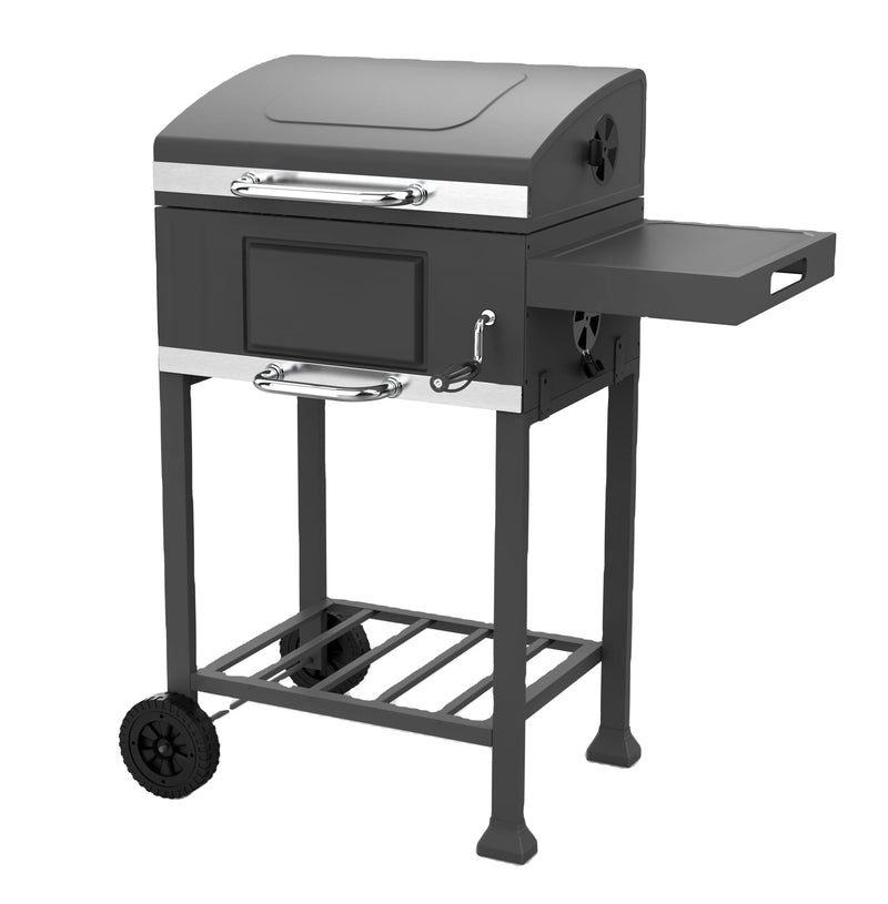 KTM-528275 Extra Large Heavy-Duty Charcoal BBQ Grill with Foldable Side Table for Outdoor Cooking