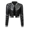 KTM-538899 Women's High-Waisted Cardigan Leather Jacket Slim Fit Baseball Style Custom Logo Embroidery Decoration Sporty Motorcycle Suit