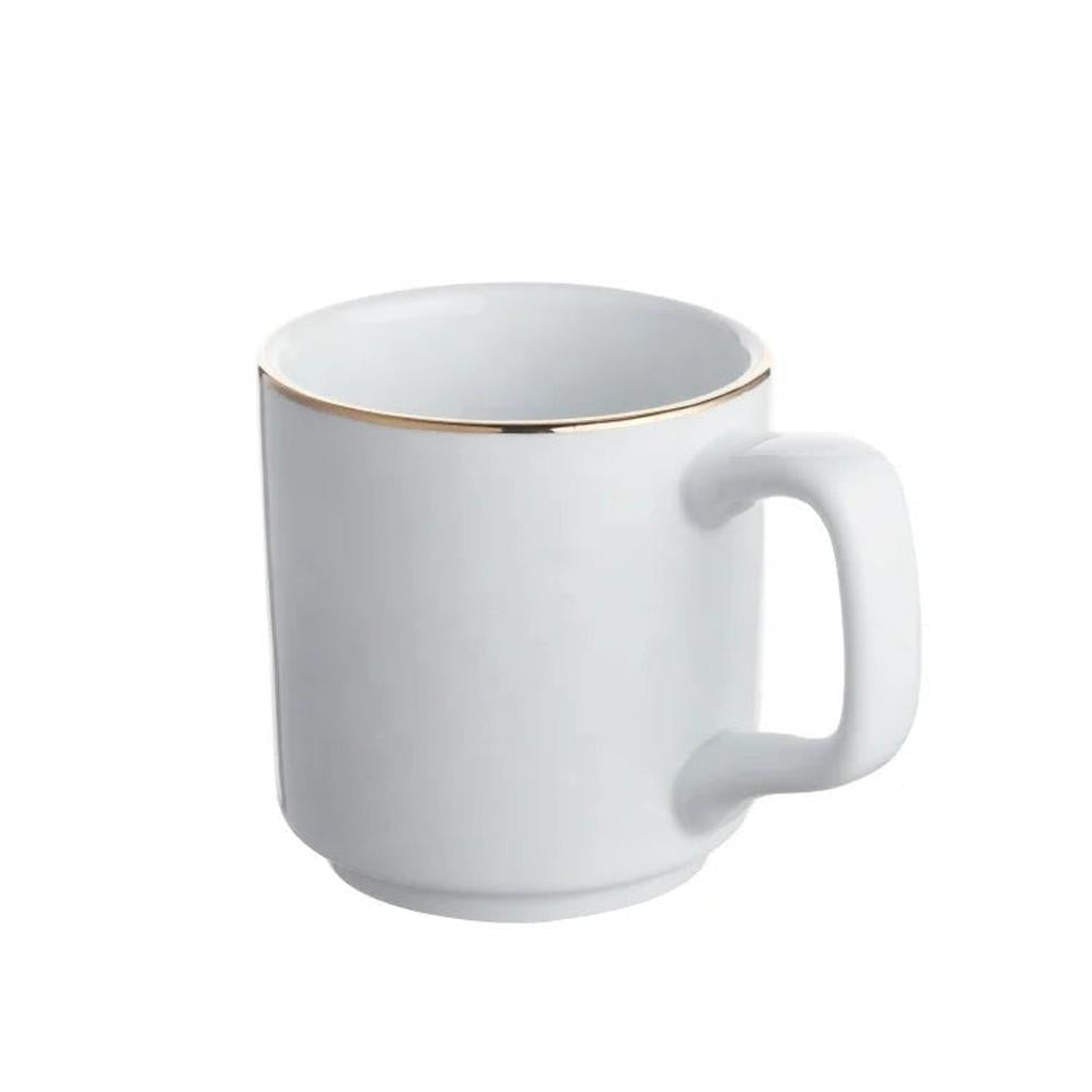KTM-565651 Hand-Painted Gold Rim White Porcelain Mug - 8x8.5 cm for Catering and Daily Use